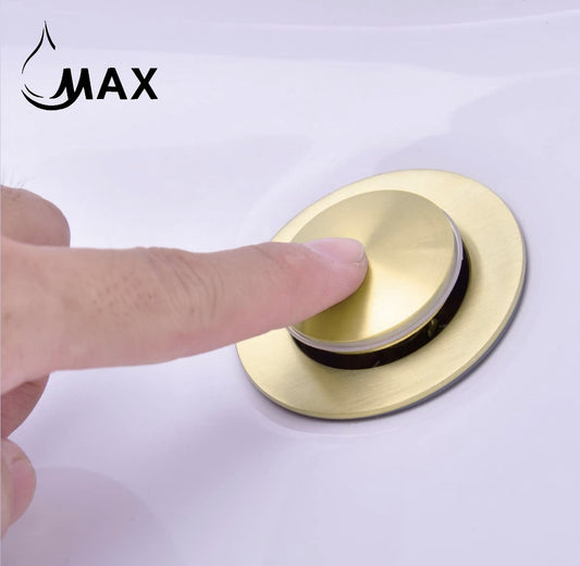 Small Cap Pop Up Bathroom Sink Drain Assembly With Overflow Brushed Gold