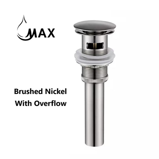 Pop Up Sink Drain With Overflow Brushed Nickel Finish