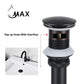 Solid Brass Push Pop Up Sink Drain With Overflow Matte Black Finish