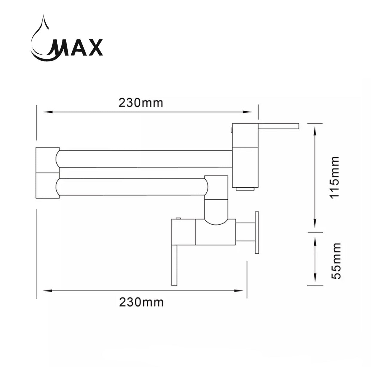 Pot Filler Faucet Double Handle Classic Wall Mounted 20" With Accessories Brushed Nickel Finish
SKU: PF-2000-BN Size