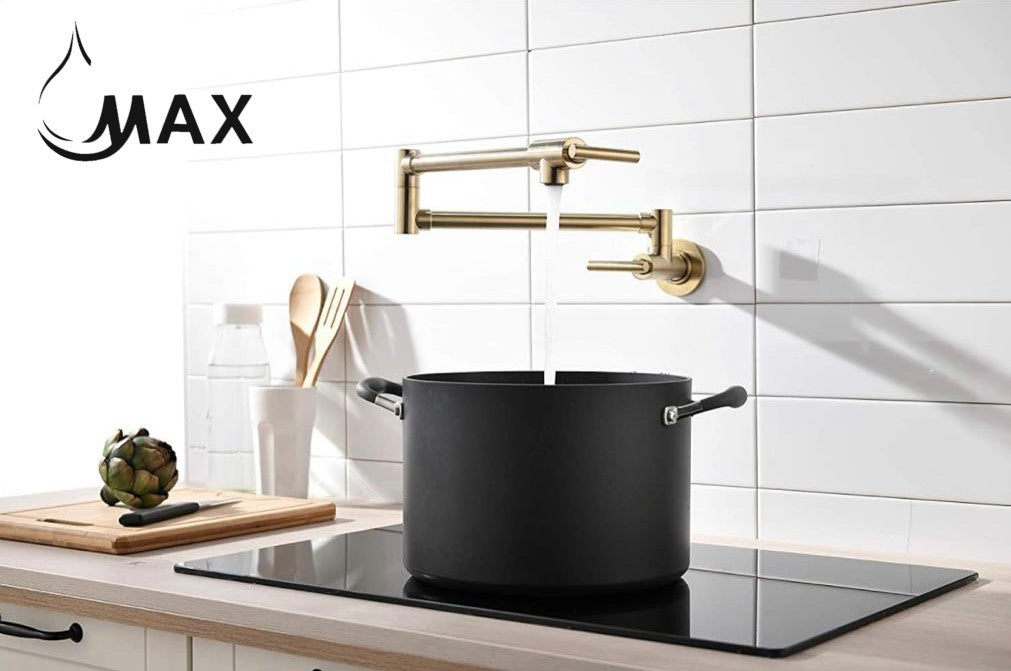 Pot Filler Faucet Double Handle Commercial Wall Mounted 26" With Accessories Brushed Gold Finish
SKU: PF-12407-BG