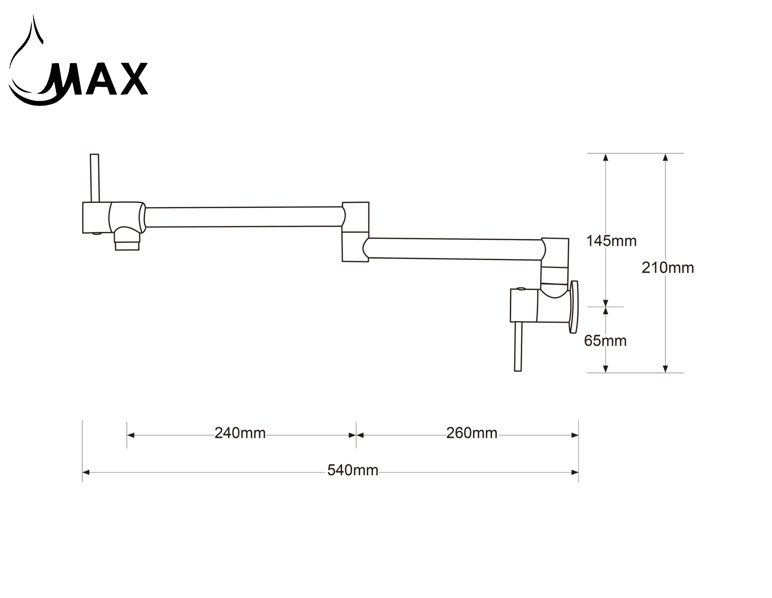 Pot Filler Faucet Double Handle Modern Contemporary Wall Mounted 20" With Accessories Brushed Gold Finish
SKU: PF-1976-BG Size 