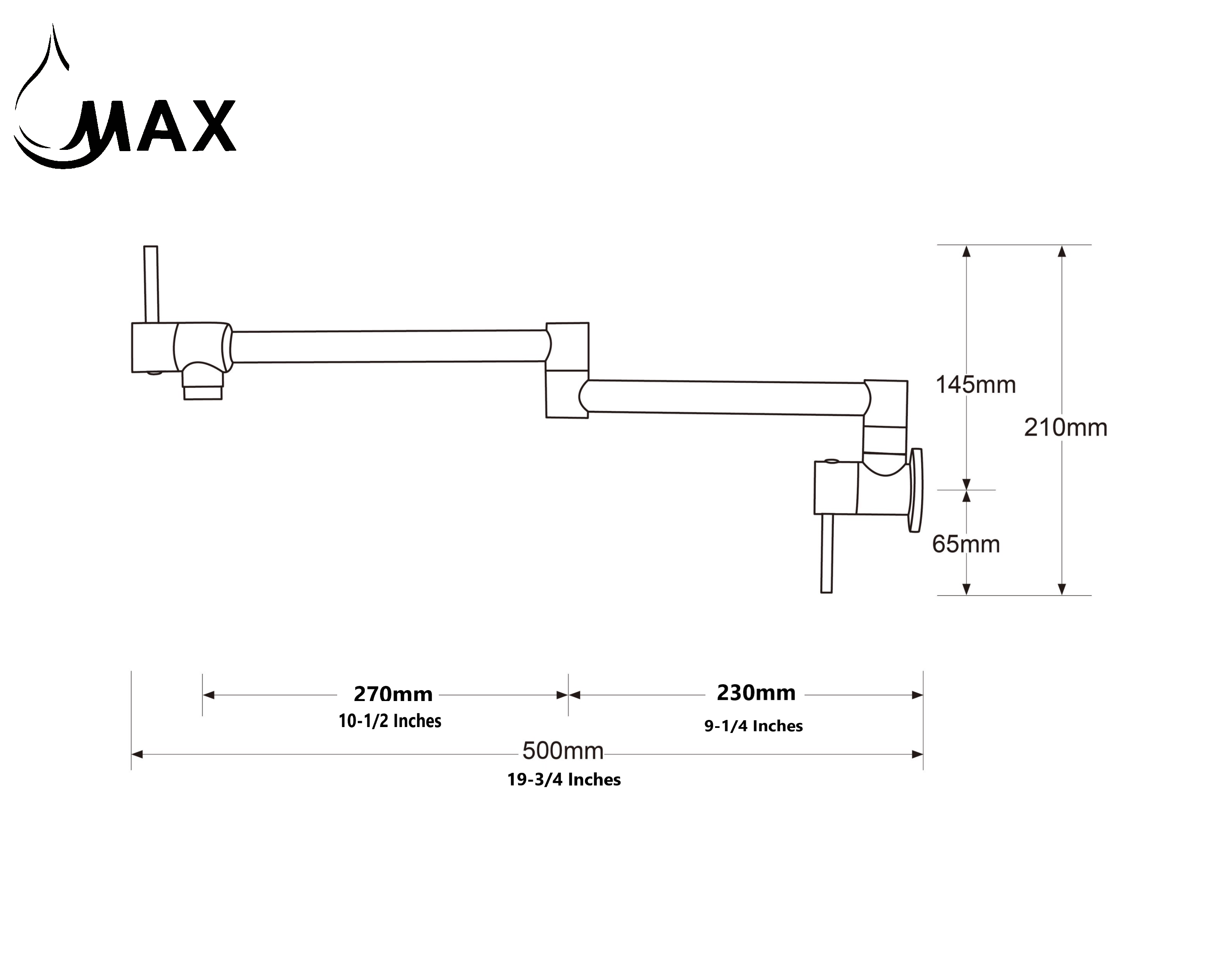 Pot Filler Faucet Double Handle Modern Contemporary Wall Mounted 20" With Accessories Shiny Gold Finish
SKU: PF-1976-Size