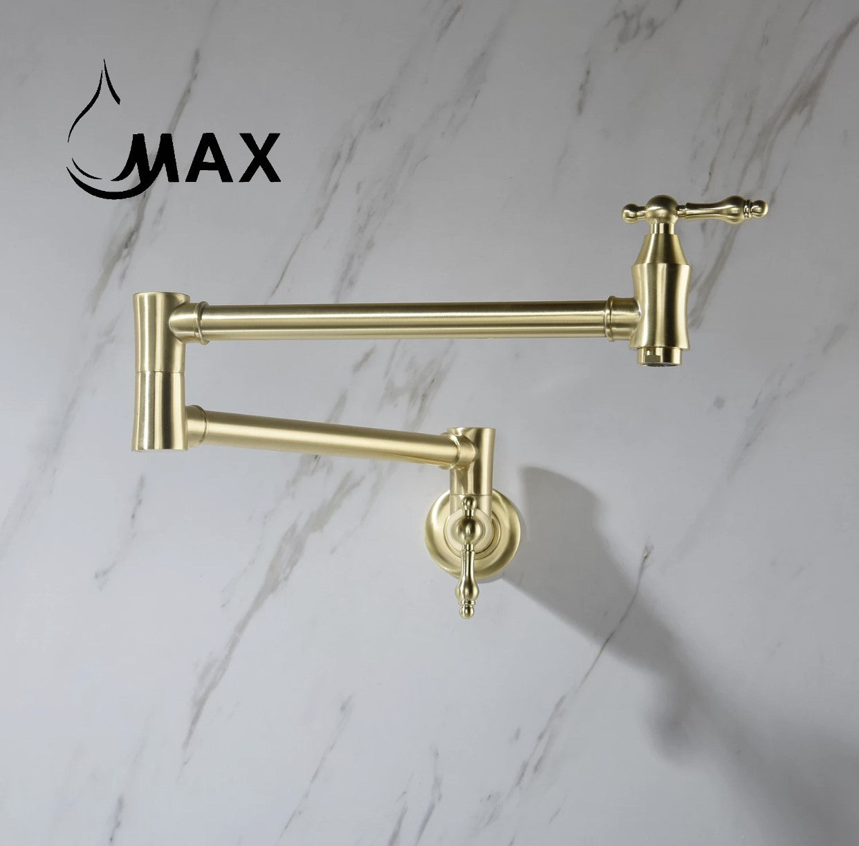 Pot Filler Faucet Double Handle Traditional Wall Mounted 27" With Accessories Brushed Gold Finish
SKU: PF-2004-BG