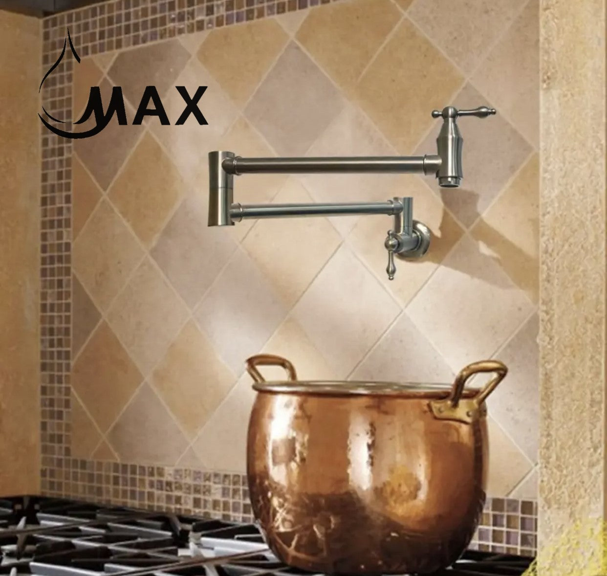 Pot Filler Faucet Double Handle Traditional Wall Mounted 27" With Accessories Brushed Nickel Finish
SKU: PF-2004-BN