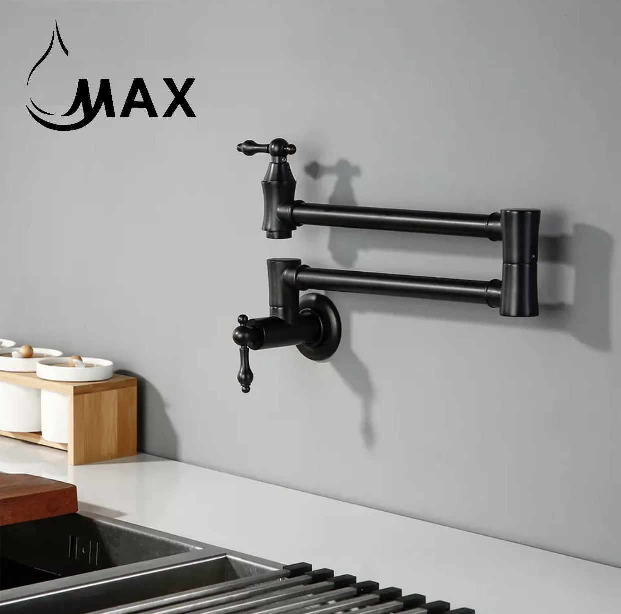 Pot Filler Faucet Double Handle Traditional Wall Mounted 27" With Accessories Matte Black Finish
SKU: PF-2004-MB