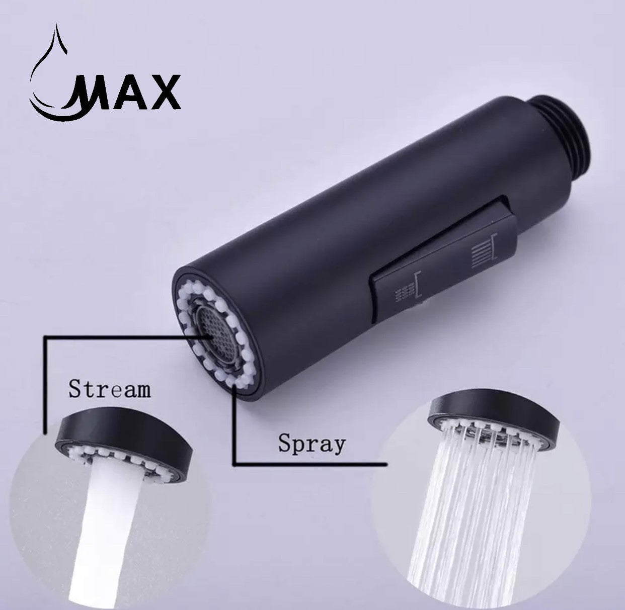 Replacement Kitchen Faucet Nozzle Head – Spray & Stream | Matte Black Finish