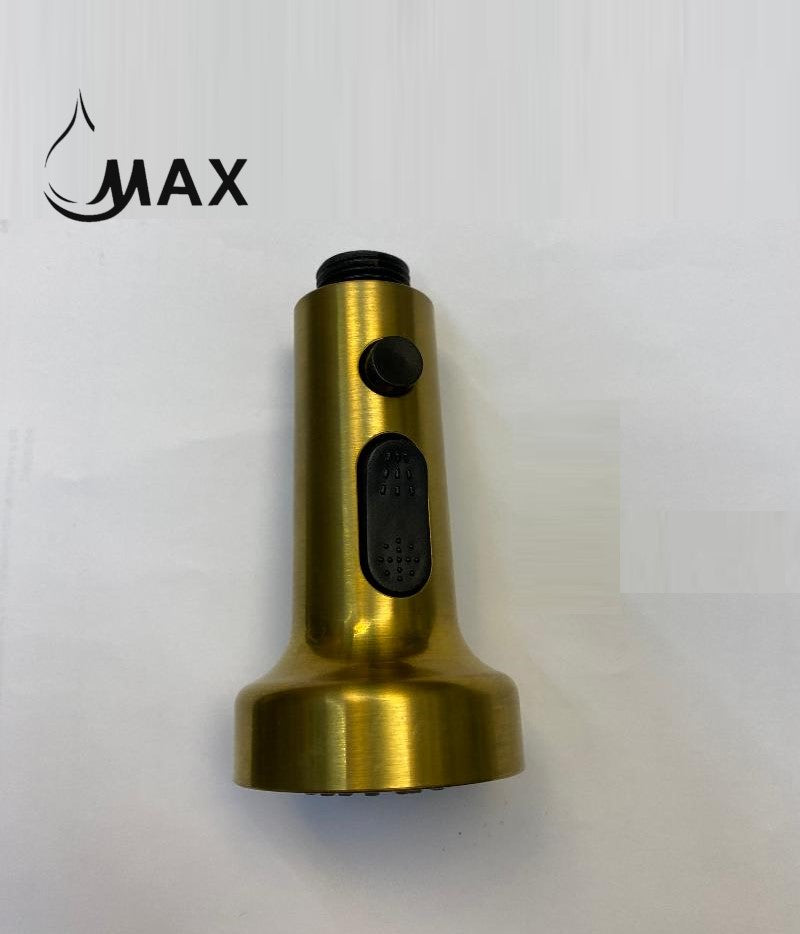 MAX Faucets Replacement Nozzle Head Kitchen Faucet Spray, Stream, Stop Brushed Gold
