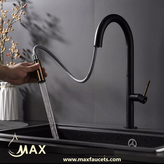 Smart Kitchen Faucet Touch Single Handle Pull-Out With Matte Black,Rose Gold Finish