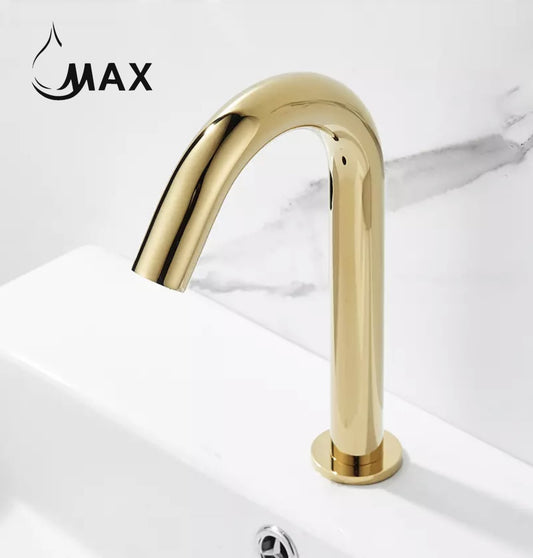 Modern Touchless Bathroom Faucet Gold Finish