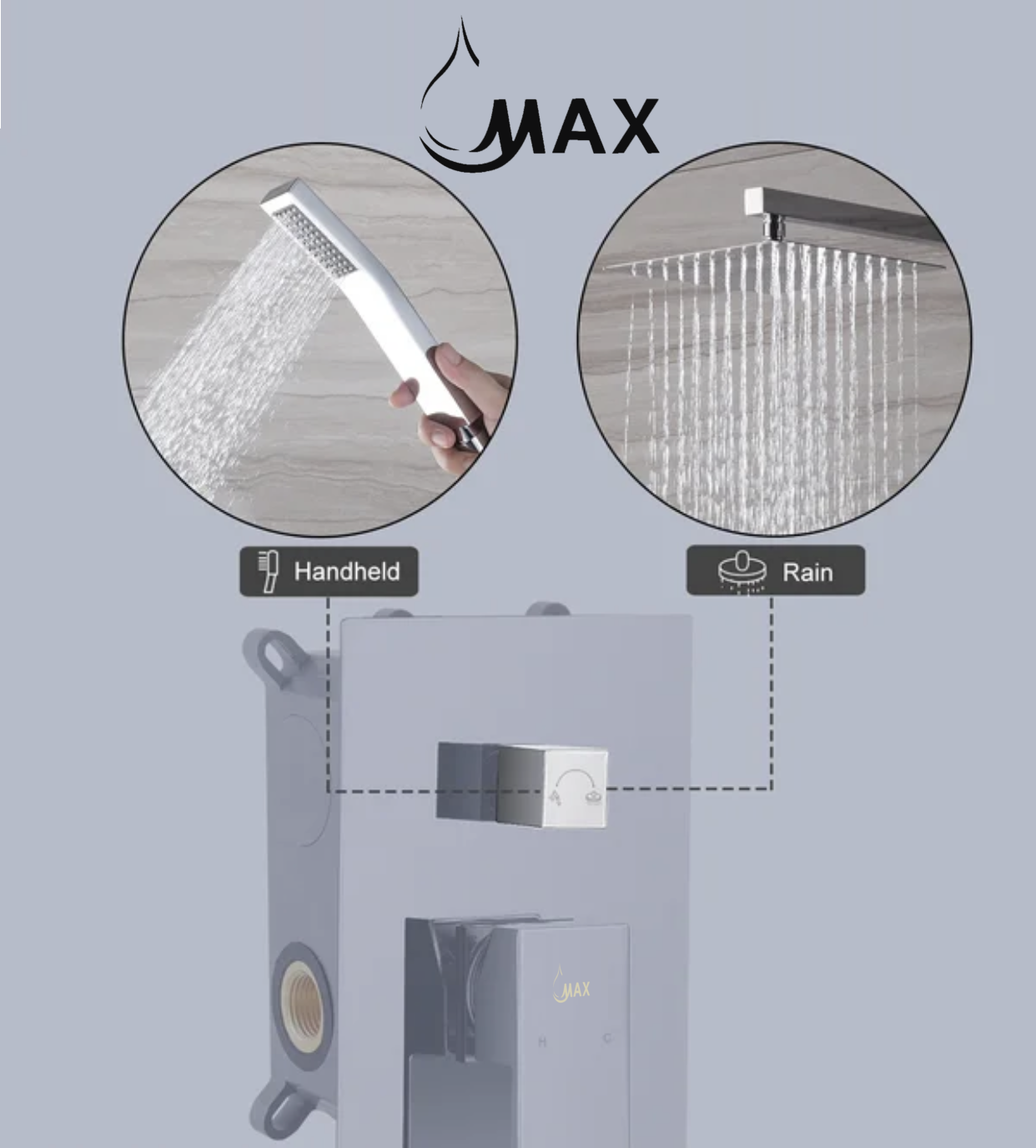 Shower Valve Two Functions Hand-Held Slide Bar With Pressure Balance Valve Chrome Finish