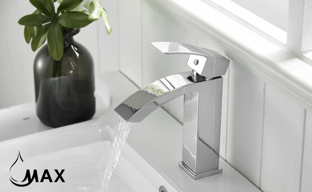 Single Handle Waterfall Bathroom Faucet – Chrome | MAX Faucets