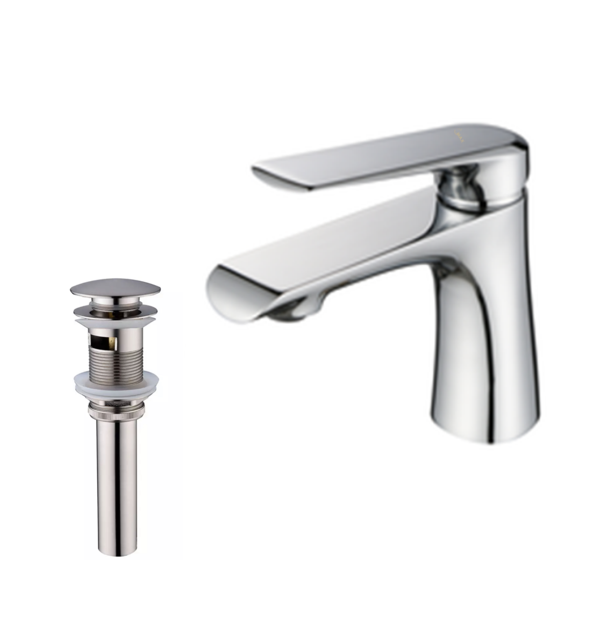Ultra Thin Spout Bathroom Faucet With Pop-Up Drain Brushed Nickel