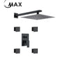 Wall Shower System Set Two Functions With 4 Body Jets Matte Black Finish