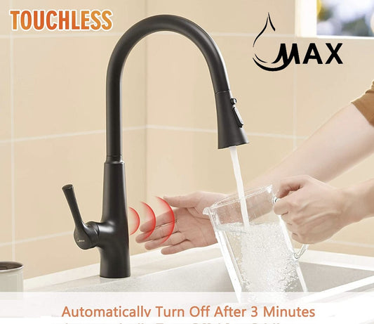 Smart Touchless Kitchen Faucet Single Handle Pull-Out 18" Sleekly Classic Matte Black Finish
