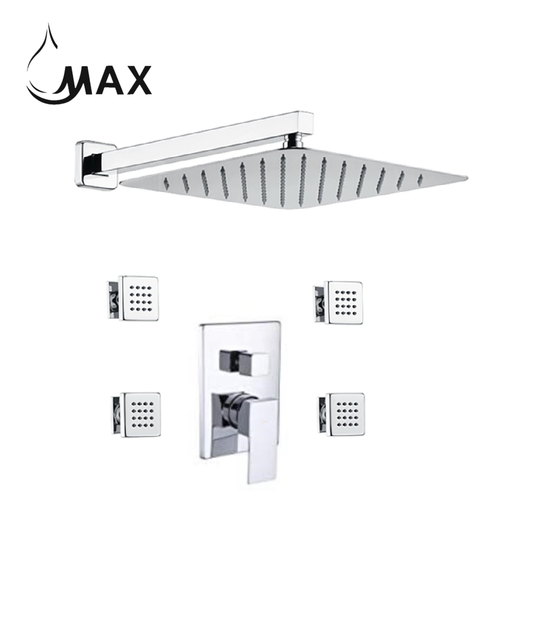 Wall Shower System Set Two Function With 4 Body Jets Chrome Finish