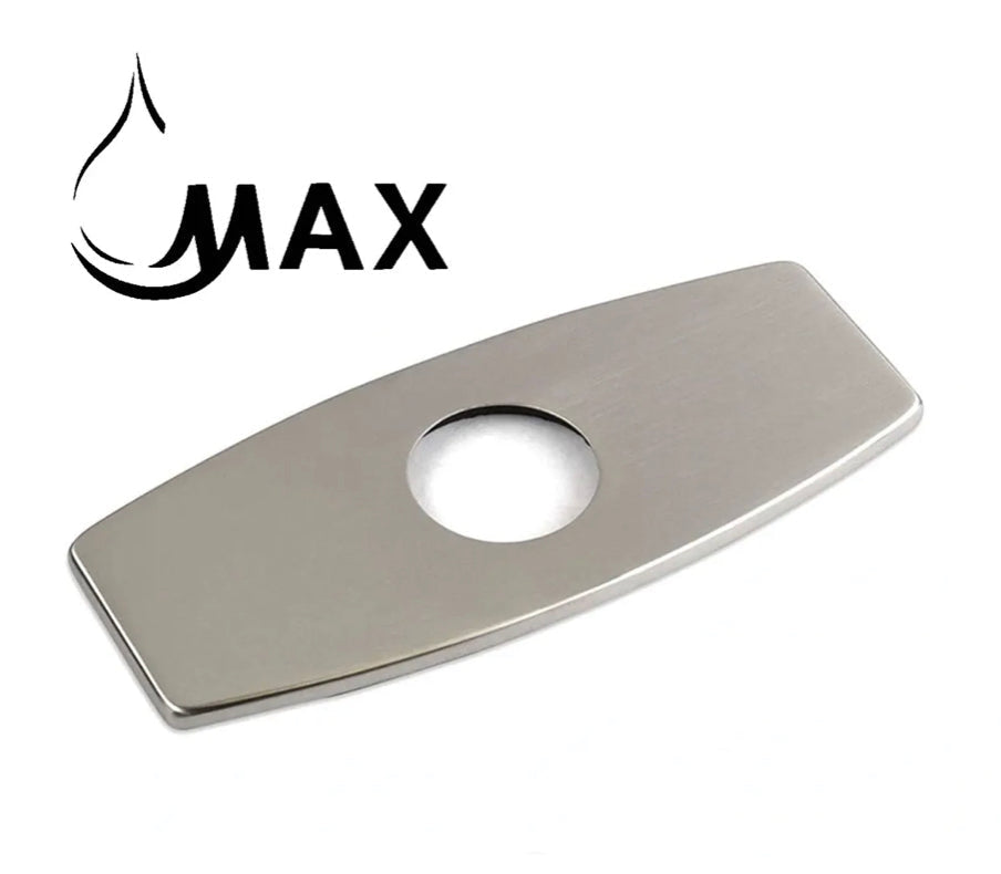 Stylish brushed nickel deck plate for single-hole bathroom faucet
