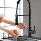 Smart Touch-Less Kitchen Faucet Pull-Out Spring Spout 20" Matte Black Finish