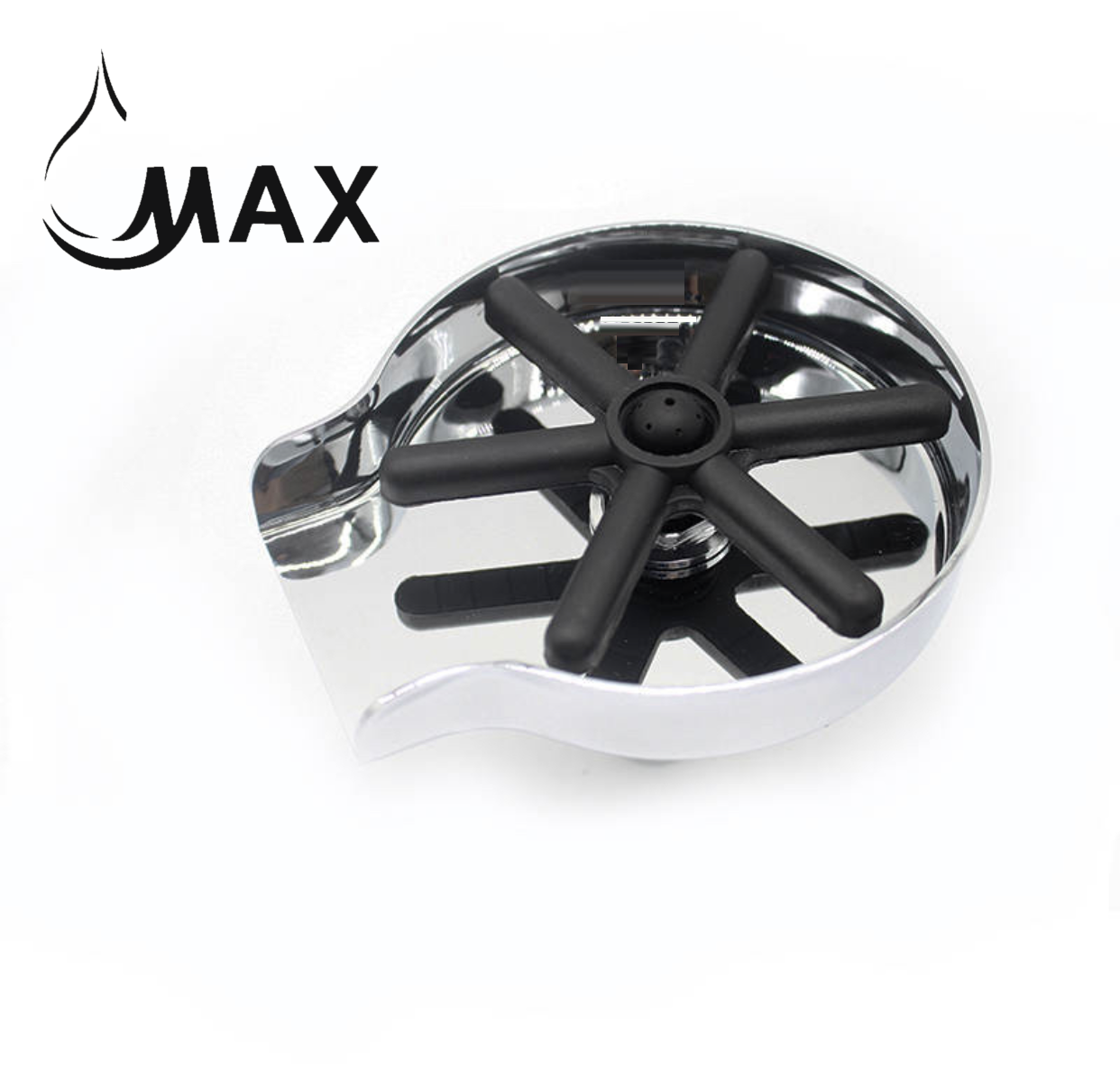 Top view of chrome rotating cup washer with black six-arm holder
