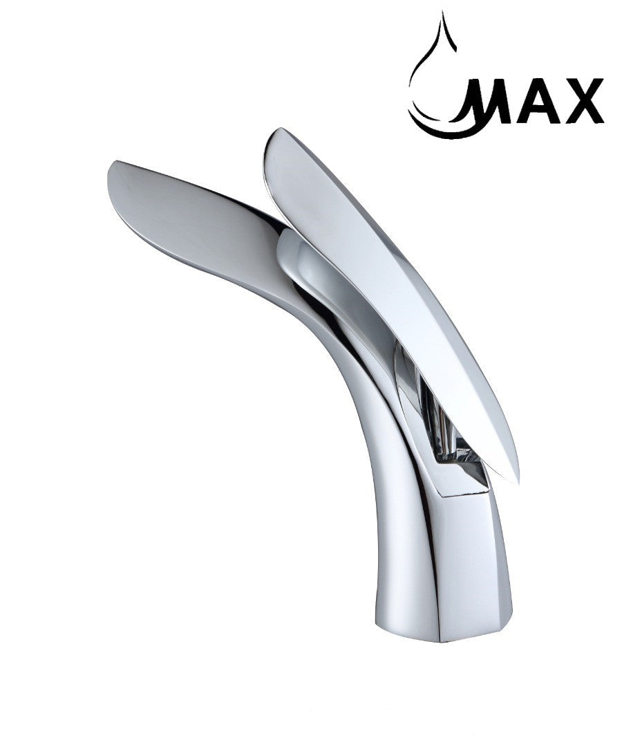 Single handle control detail of MAX Faucets chrome bathroom faucet