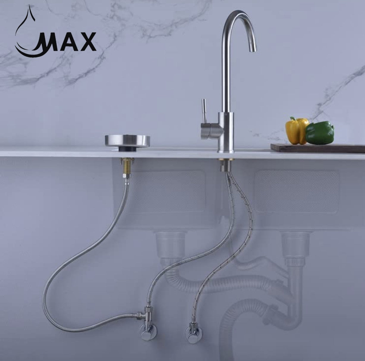 MAX Faucets GR-M2225-MB cup washer with hose and installation hardware