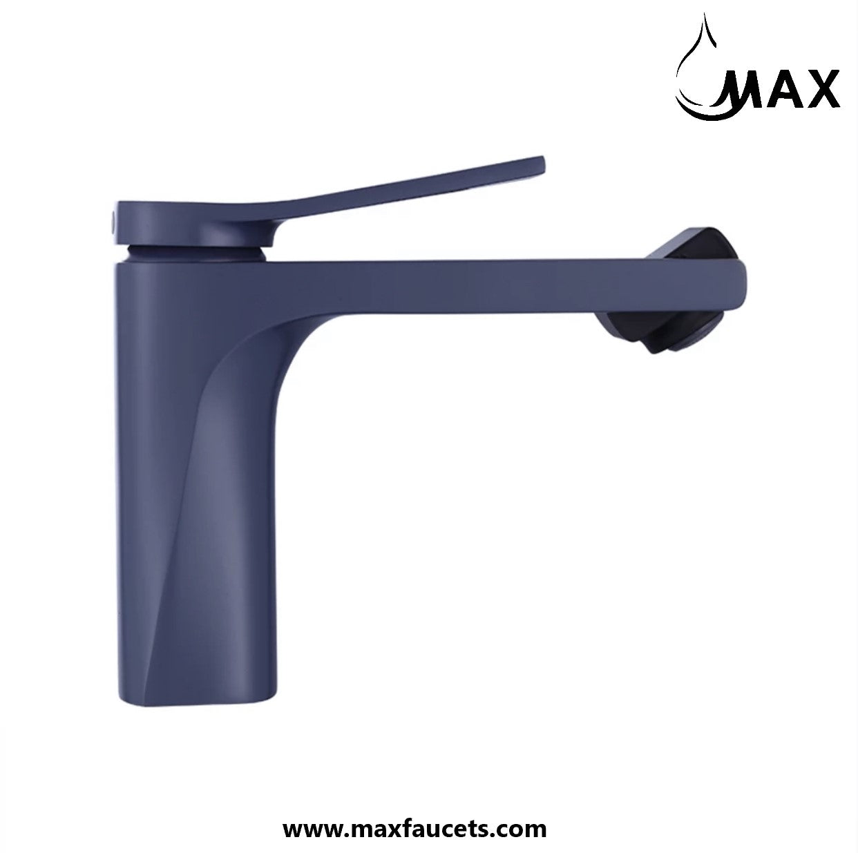 Grey and black rotating spout faucet installed on a bathroom sink