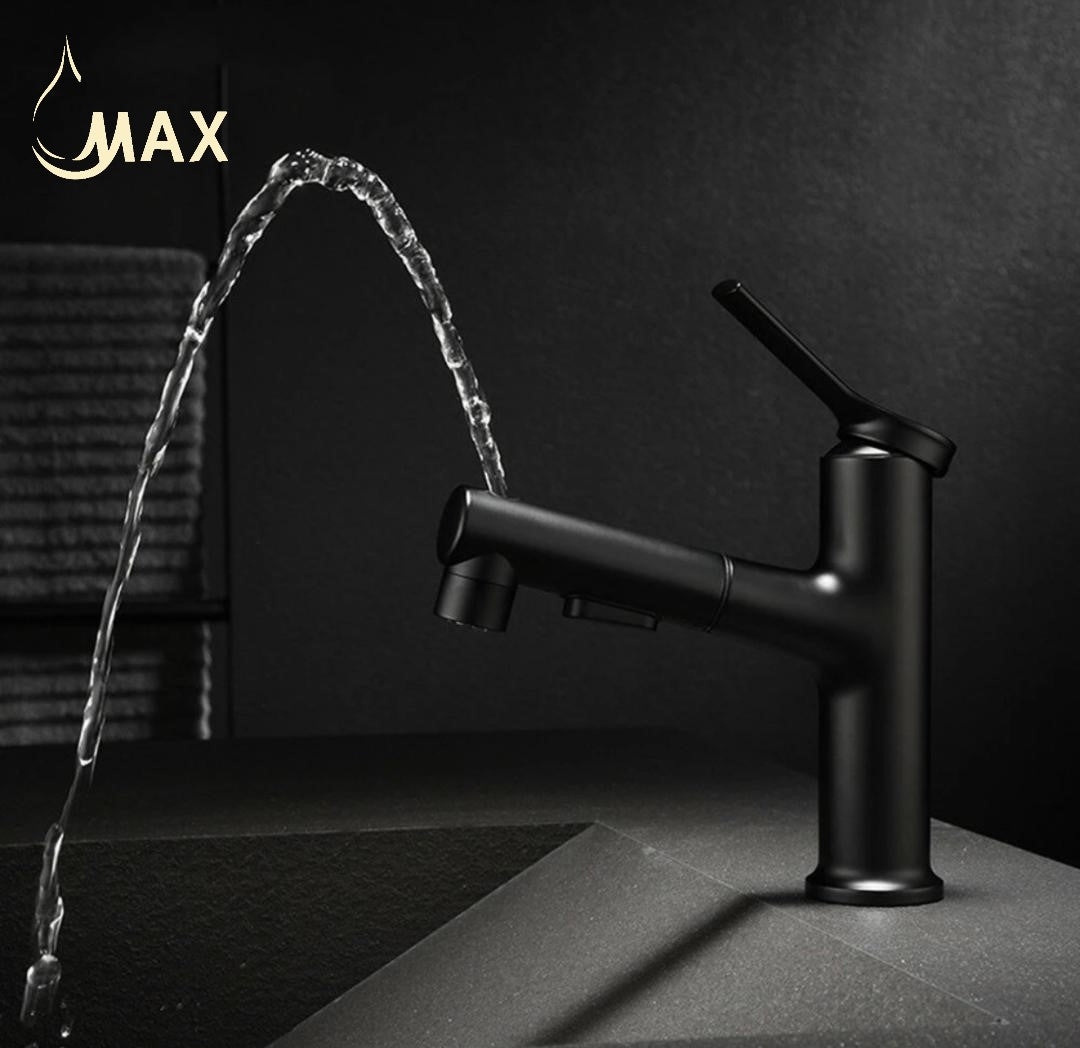 Pull-Out Bathroom Faucet 3 Functions In Matte Black Finish