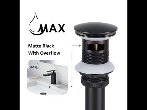 MAX Faucets | Solid Brass Pop-Up Bathroom Sink Drain Assembly – Brushed Gold Finish with Overflow and Hair Catcher