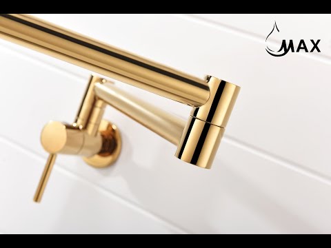 Pot Filler Faucet Double Handle Modern Contemporary Wall Mounted 20" With Accessories Shiny Gold Finish
SKU: PF-1976-SG Video 