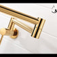 Pot Filler Faucet Double Handle Modern Contemporary Wall Mounted 20" With Accessories Shiny Gold Finish