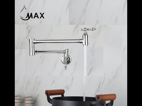 Pot Filler Faucet Double Handle Traditional Wall Mounted 27" With Accessories Chrome Finish
