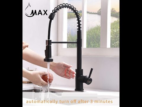Touchless Kitchen Faucet with Pull-Out Sprayer – 19.5” High Arc Spring Spout, Matte Black Finish