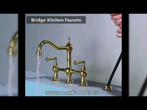 Two-Handle Kitchen Faucet with Spray Pull-Out Shiny Gold