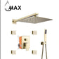 Wall Shower System Set Three Functions With 4 Body Jets In Brushed Gold Finish