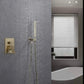 Square Tub Shower System Three Functions With Valve Brushed Gold Finish