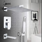 Square Tub Shower System Three Functions With Valve Chrome Finish