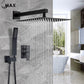 Square Shower System Two Functions With Valve Matte Black Finish