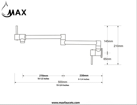 Pot Filler Faucet Double Handle Modern Contemporary Wall Mounted 20" With Accessories White Finish