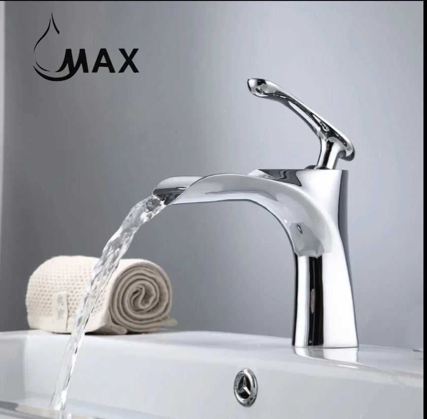 Single Handle Waterfall Bathroom Faucet Chrome Finish