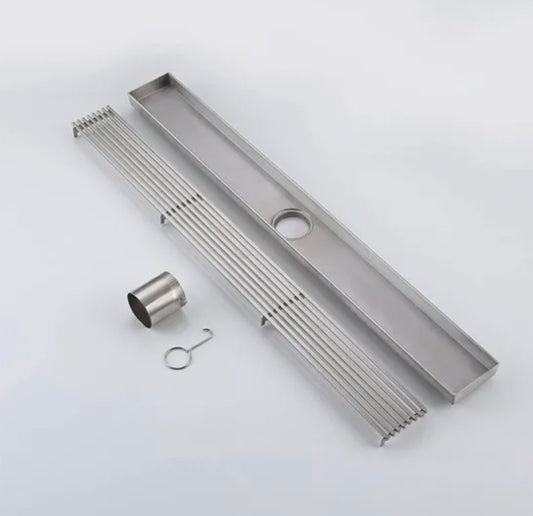 Linear Shower Drain with Cover 24 Inches Brushed Nickel