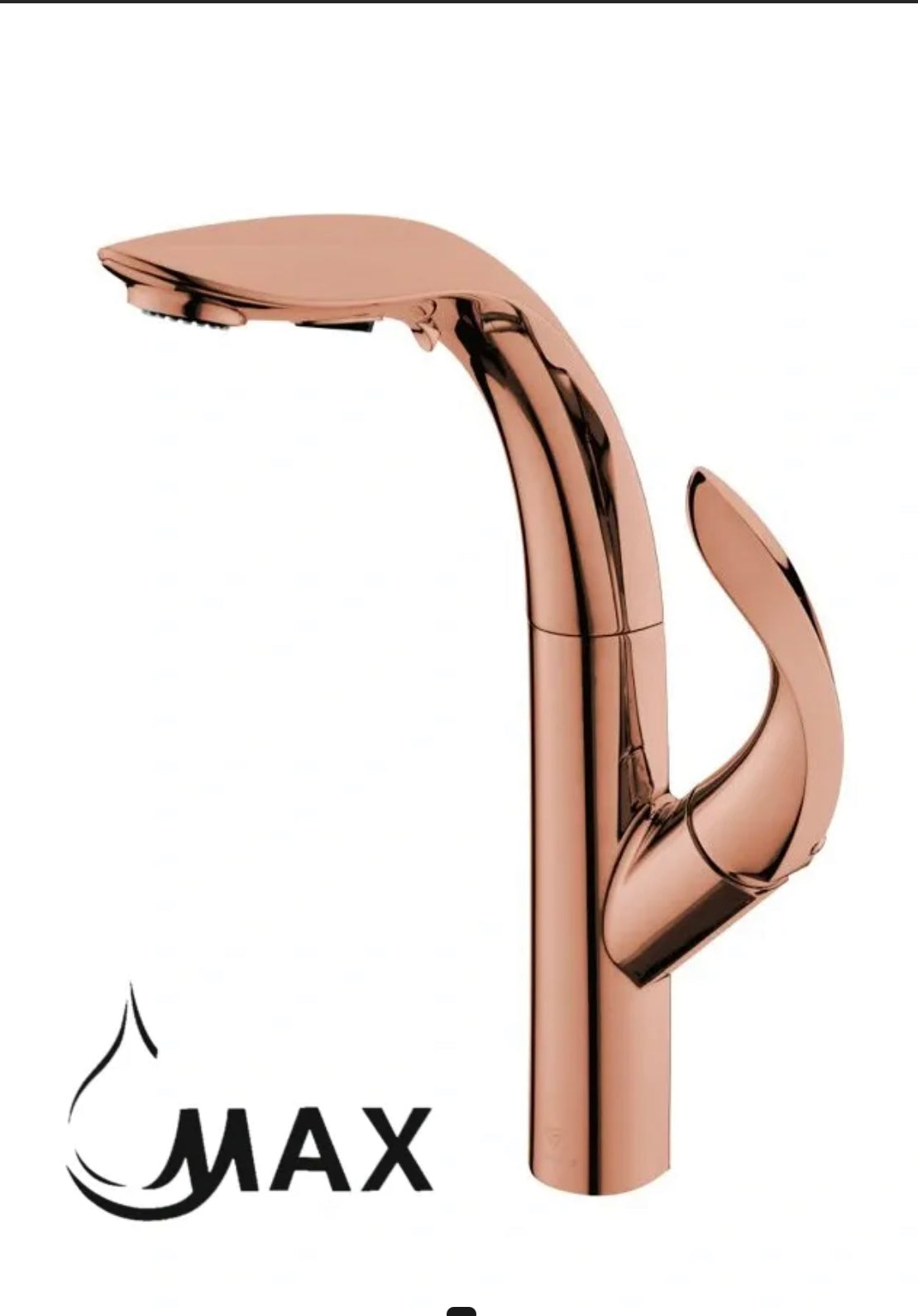 Pull-Out Kitchen Faucet High-Arc Single Handle 14.5" Rose Gold Finish