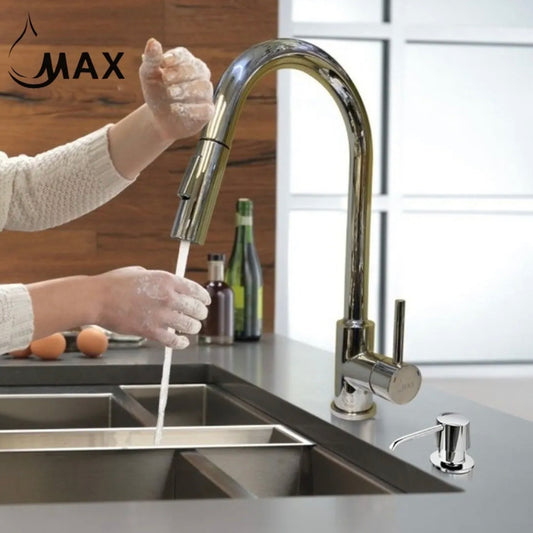 Smart Touch Kitchen Faucet Single Handle Pull-Out 16.5" With Soap Dispenser Chrome Finish