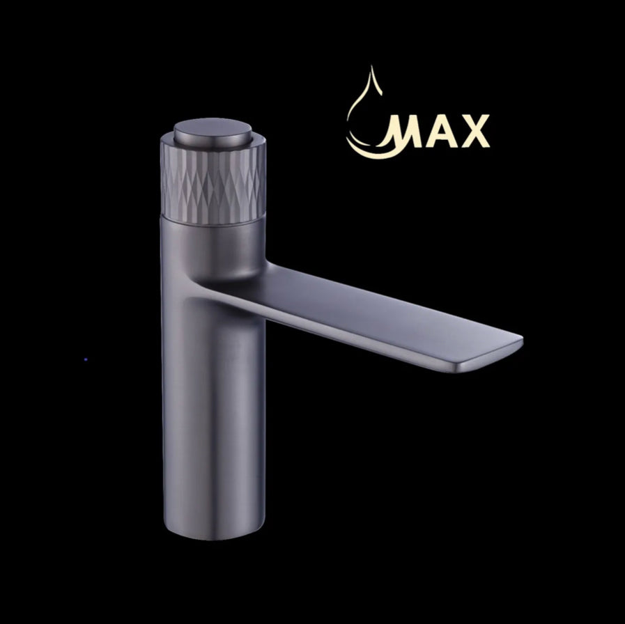 Push Button Waterfall Bathroom Faucet Gun Black Finish