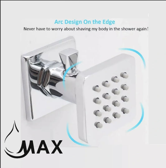 Rainfall Shower Body Jet Massage With Off Position In Chrome Finish