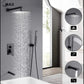 Square Tub Shower System Three Functions With Valve Matte Black Finish
