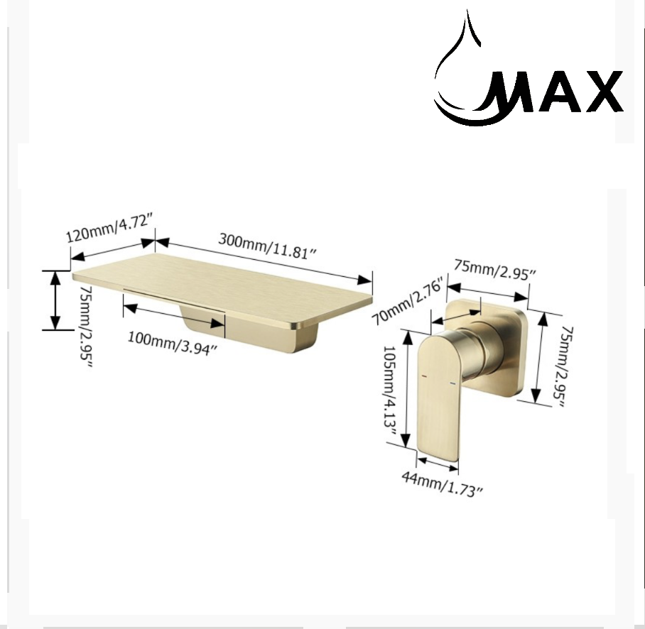 luxury-brushed-gold-bathroom-faucet-Size detail