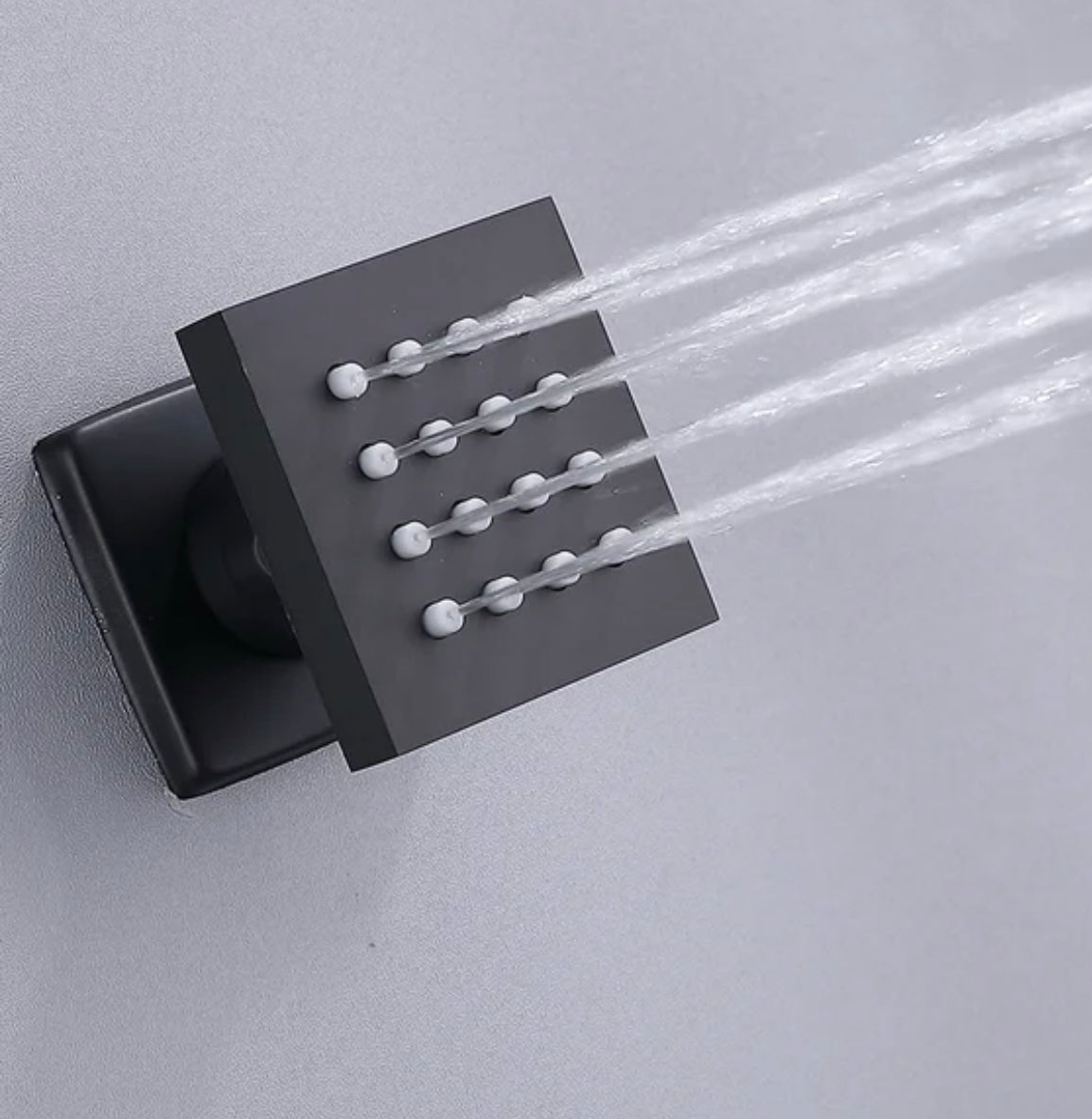 matte black body jets for a spa-inspired full-body shower experience