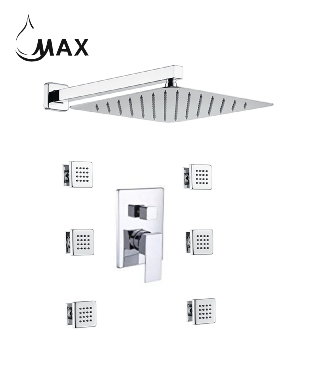 MAX Faucets chrome shower system with 6 body jets