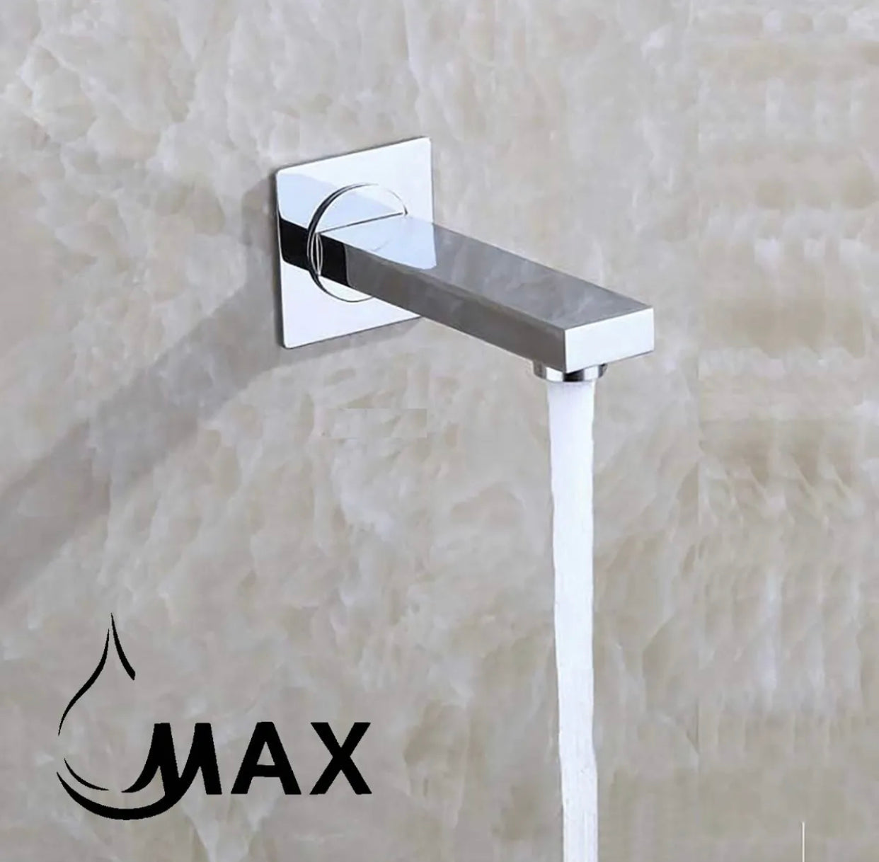 Side view of MAX Faucets 7 inch polished chrome tub filler spout