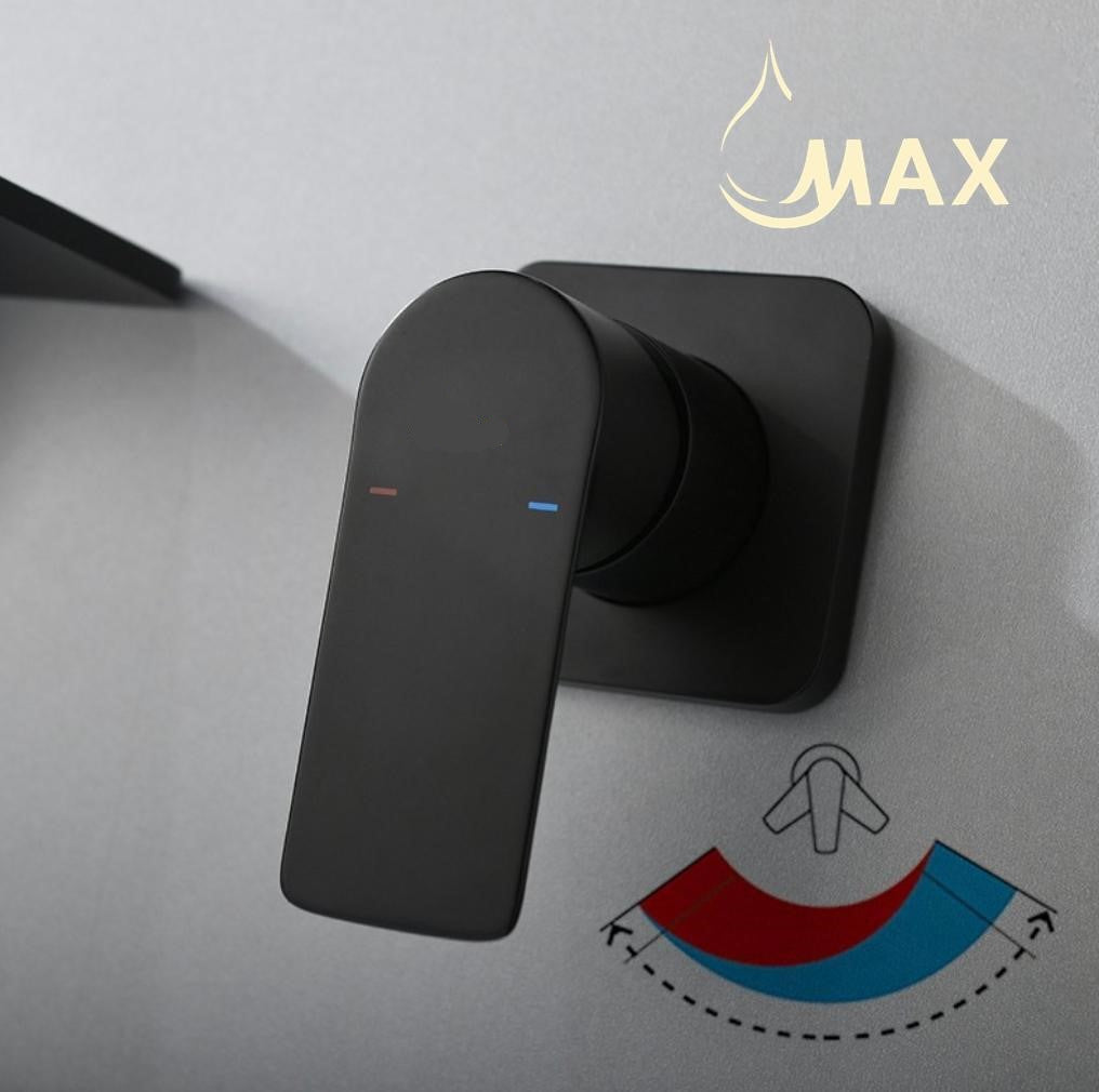 Wall mounted waterfall bathroom faucet in matte black finish by MAX Faucets